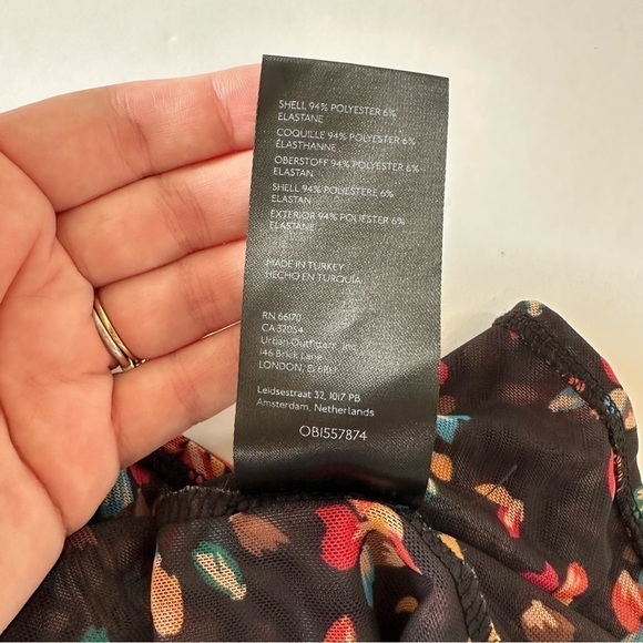 Free People Dress Womens XS Black Grunge Floral Ruched Midi - Picture 9 of 11